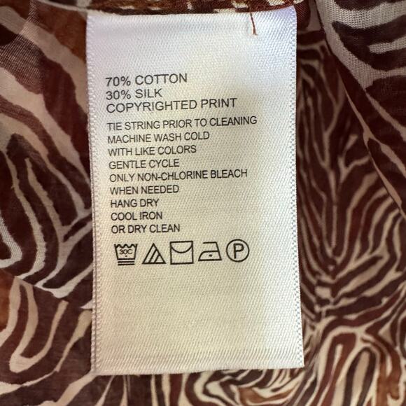 Tommy Bahama Blouse Zen Zebra Peasant Top Animal Print Fall Long Sleeve XL NWT - Picture 9 of 9